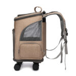 Portable Folding Trolley Pet Backpack Traveling Cat Backpack With Universal Wheel Trolley Pet Bag
