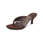 Women's Handmade Suede Rhinestone Kitten Heel Thong Sandals, High Heel Open-Toe Mule Slides With Pigskin Lining & Sheepskin Insole