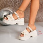 Fashionable Thick Soled Two On Sandals For Women, Beach Fairy Style With Skirt, French Slippers