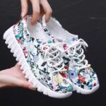 Womens Soft-soled Non-slip Casual Floral-print Sneakers