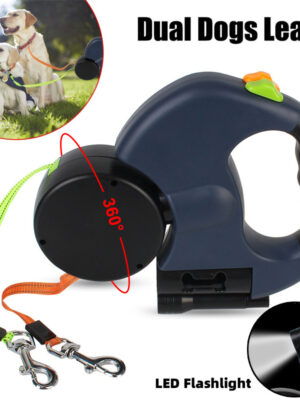 Retractable Dog Leash For Small Dogs Reflective Dual Pet Leash Lead 360 Swivel No Double Dog Walking Leash With Lights Pet Products