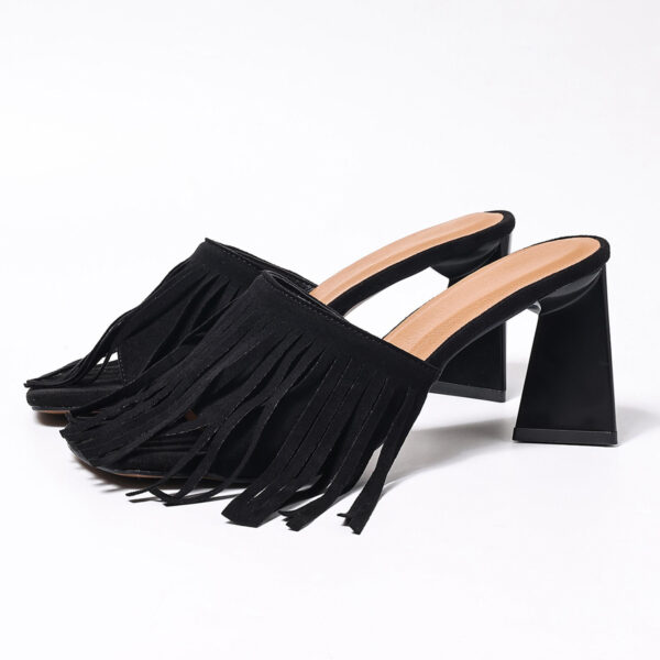 Sexy Womens Shoes Tassel Square-toe High Heels