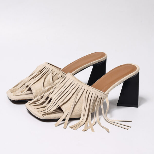 Sexy Womens Shoes Tassel Square-toe High Heels