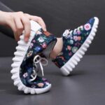 Womens Soft-soled Non-slip Casual Floral-print Sneakers