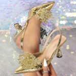 Fashionable Pearl-flower-shaped Square-bead Stiletto Sandals With A Pointed Toe And Ankle Strap For Women