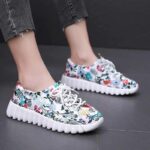 Womens Soft-soled Non-slip Casual Floral-print Sneakers