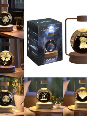 Crystal Ball Cosmic Dinosaur Indoor Night Light USB Power Warm Bedside Light Birthday Gift Night Lamp