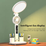 LED Clock Table Lamp USB Chargeable Dimmable Desk Lamp Plug-in LED Fan Light Foldable Eye Protection Reading Night Light