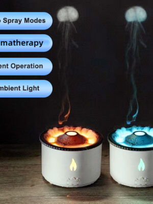 New Creative Ultrasonic Essential Oil Humidifier Volcano Aromatherapy Machine Spray Jellyfish Air Flame Humidifier Diffuser