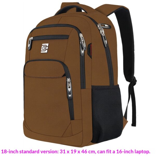 BC Men's Business Backpack Oxford Cloth Waterproof 16 Inch Large Capacity Multifunctional Computer Backpack Student Backpack Female - Coffee Color