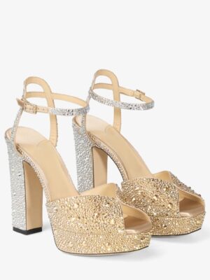 Rhinestone-decorated Fish-mouth High-heeled Sandals With A Thick Sole Featuring A Chunky Heel Design For Women