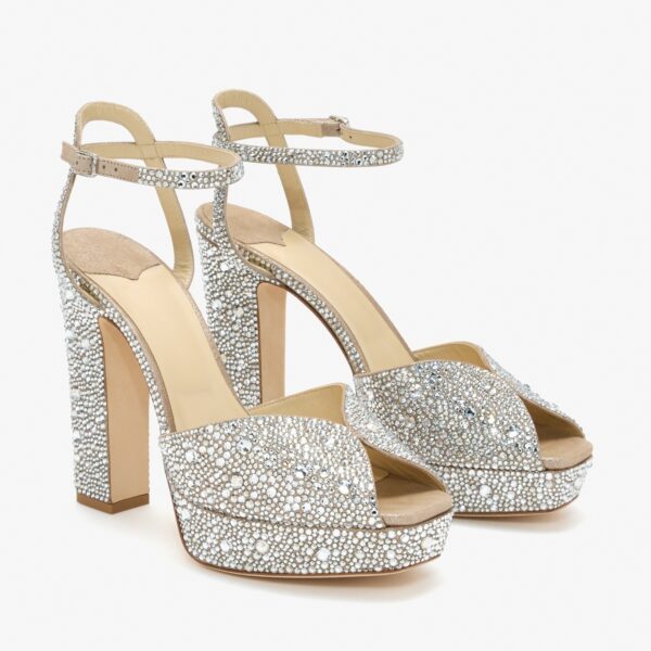 Rhinestone-decorated Fish-mouth High-heeled Sandals With A Thick Sole Featuring A Chunky Heel Design For Women