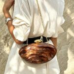 Retro Brown Marble-patterned Acrylic Evening Clutch Bag