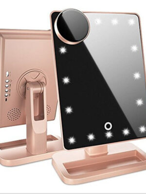 Touch Screen Makeup Mirror With 20 LED Light Bluetooth Music Speaker 10X Magnifying Mirrors Lights
