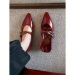 Women's Pointed-toe Wedge Leather Shoes With Studs