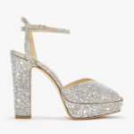 Rhinestone-decorated Fish-mouth High-heeled Sandals With A Thick Sole Featuring A Chunky Heel Design For Women