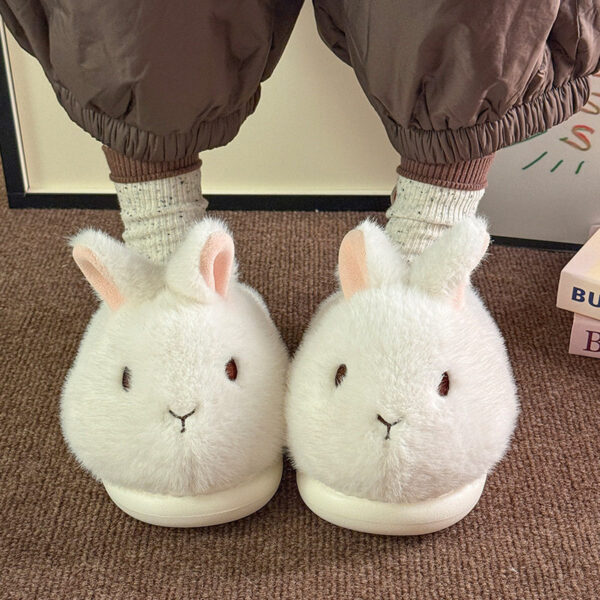 Cute Fluffy Bunny Warm Padded Cotton Slippers For Women