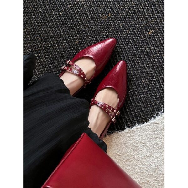 Women's Pointed-toe Wedge Leather Shoes With Studs