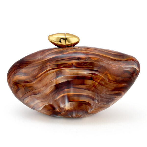 Retro Brown Marble-patterned Acrylic Evening Clutch Bag
