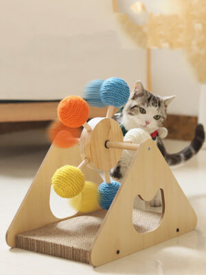 Solid Wood Rotary Table Cat Scratch Board Sisal Hemp Pet Products
