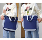 Primary School Printing And Tutoring Bag, Oxford Cloth Tote Bag, Children's One Shoulder Hand-held Printing Logo Tutoring Art File Bag - Blue