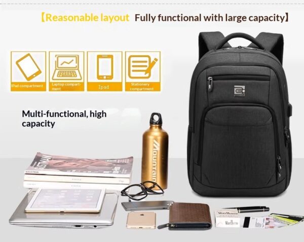 BC Men's Business Backpack Oxford Cloth Waterproof 16 Inch Large Capacity Multifunctional Computer Backpack Student Backpack Female - Coffee Color