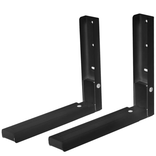 Multi-Functional L-Shape Wall Mount Bracket, Adjustable Retractable Microwave Shelf, Heavy-Duty Anti-Rust Steel Storage Rack for Indoor & Outdoor Use