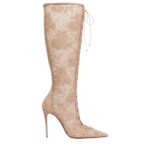 New Pointed-toe High-heeled Sexy Lace Black Over-the-knee Boots Red Sole